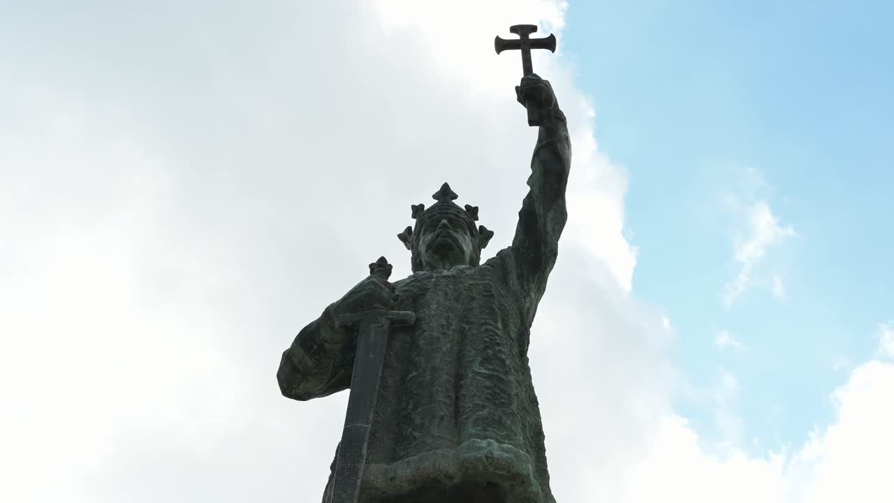 Chisinau, Moldova - May 19, 2021: Stephen the Great Monument in the city centre
