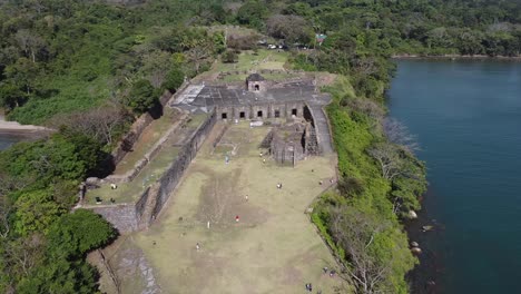 aerial view in colon, panama: historic fort san lorenzo at rio chagres