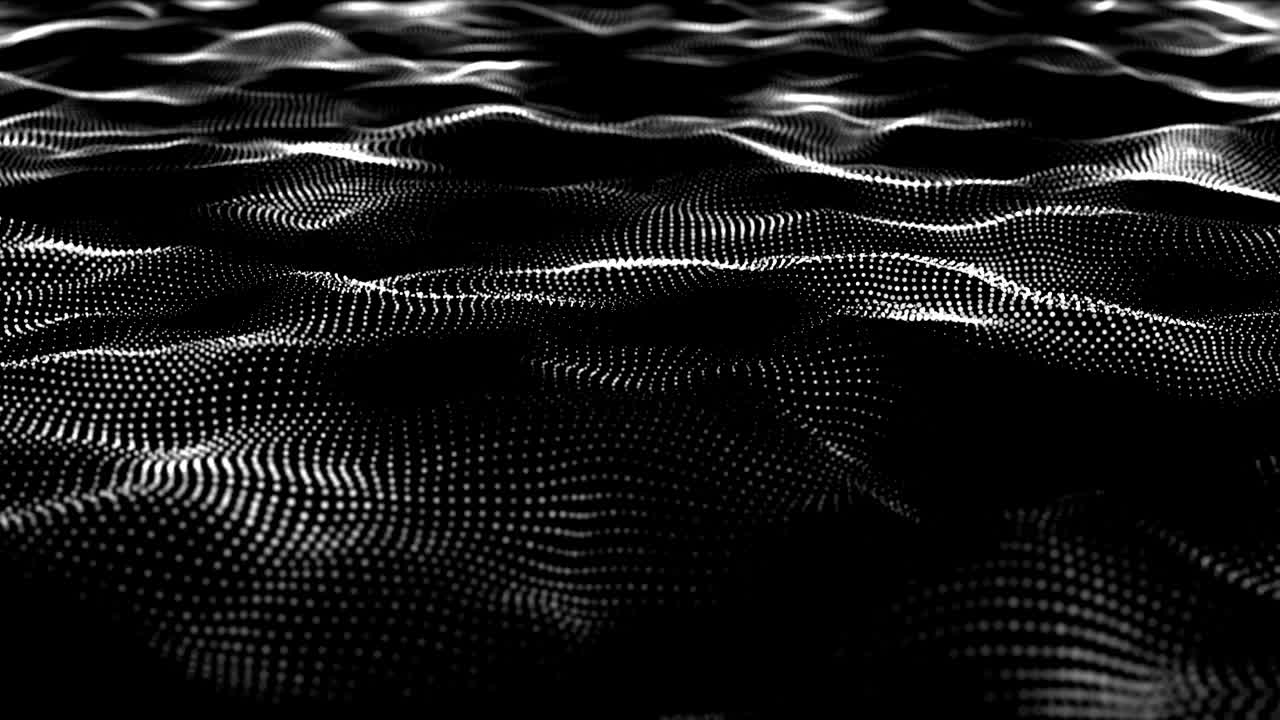 White Wave Data Network Particle System Loopable Background Video Animation.