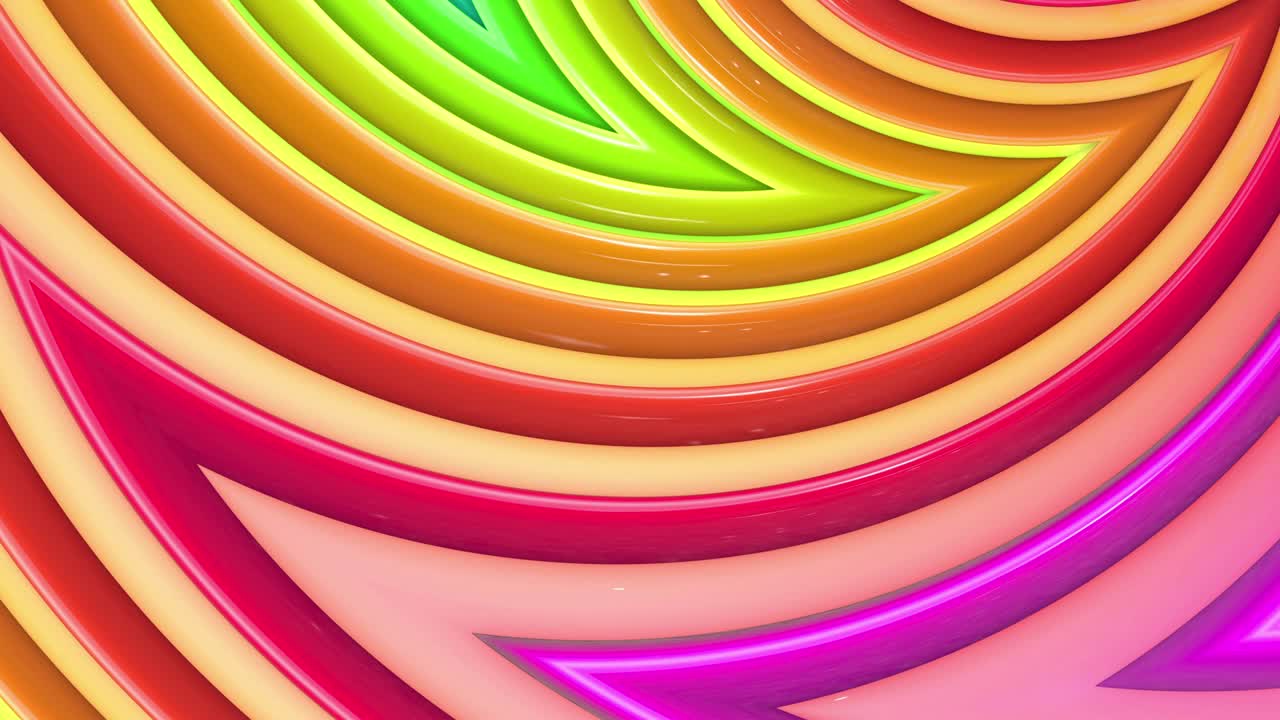 abstracto 3d sin costuras fondo brillante en 4k con cintas de arco iris. rayas multicolores arcoirís moverse cíclicamente en geometría simple estilo creativo de dibujos animados. animación suave en bucle. 20