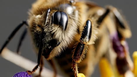 macro close-up of a bee on a flower