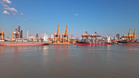 aerial view of container ships in the port of bangkok, thailand