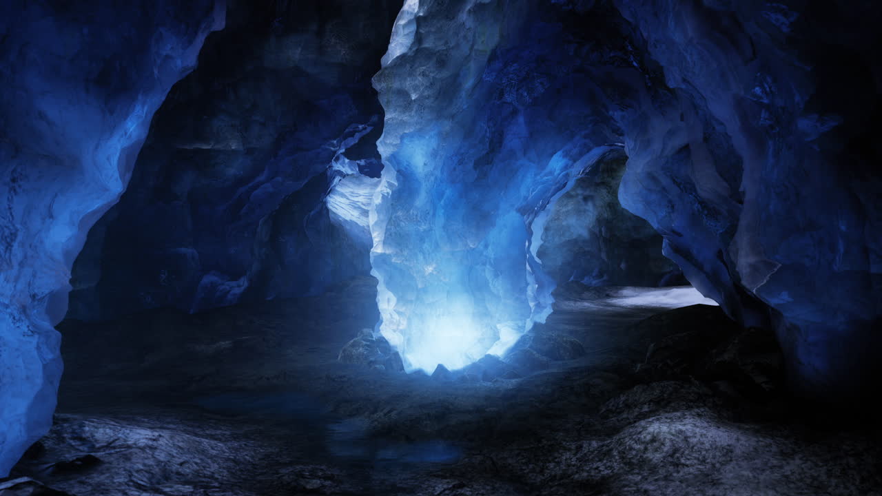 Exploring stunning ice formations in a glacial cave during daylight hours