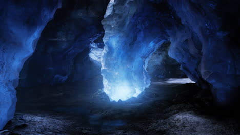 exploring stunning ice formations in a glacial cave during daylight hours