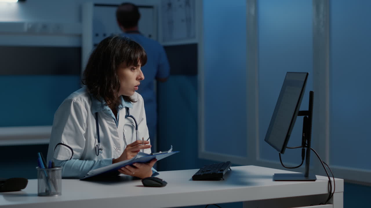 Doctors working in office