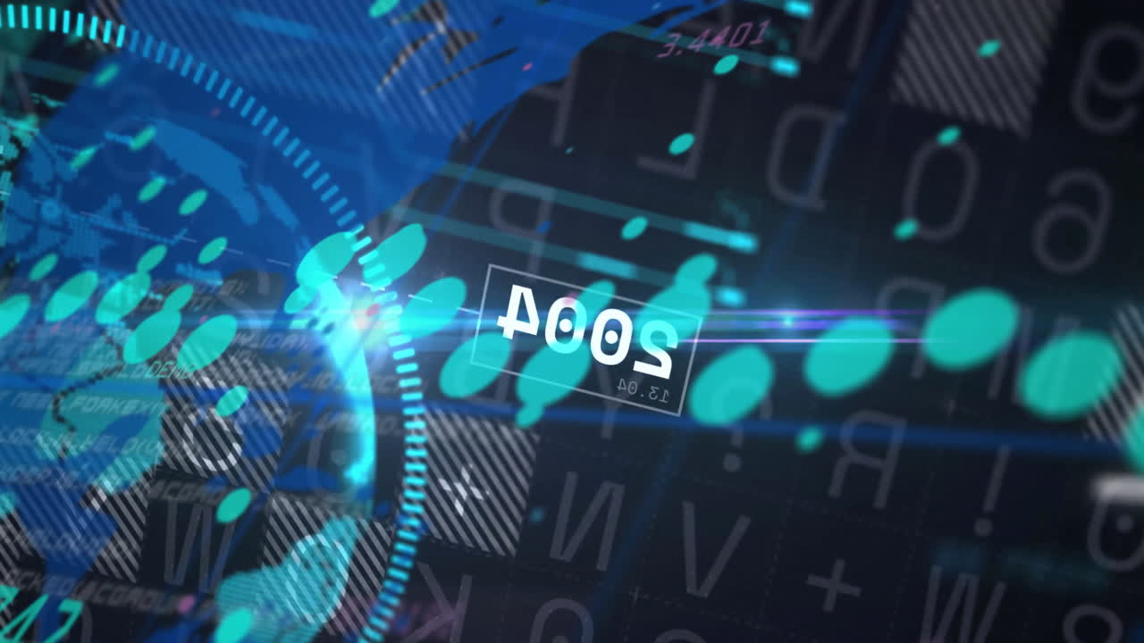 디지털 코드 및 데이터 처리의 애니메이션과 추상적인 기술 배경