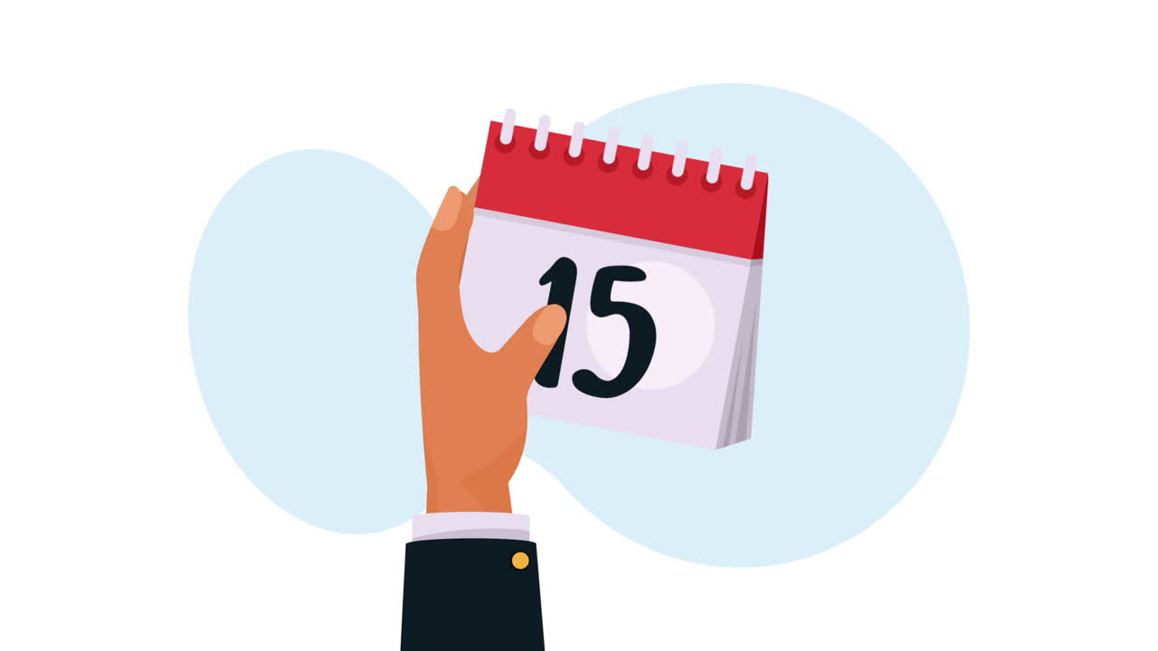 mano con animación de recordatorio de calendario