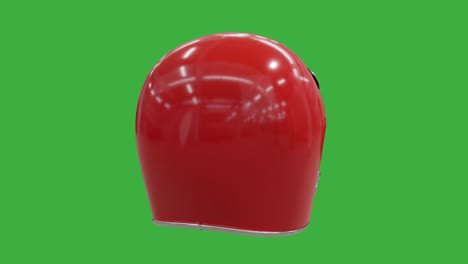 helmet for a motorcycle, rotates around its axis chroma key, life safety accessory, red with a plastic visor and leather inside.  photorealistic 3d rendering.