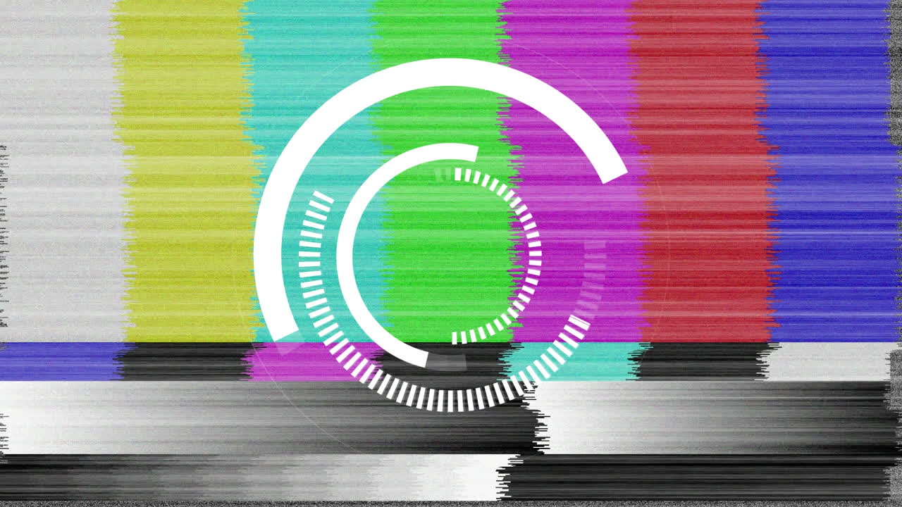 5g escrito en el medio de un círculo futurista y estática colorida