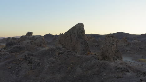 amazing trona pinnacles, panning drone shot