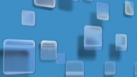 animation of transparent squares with shadows against blue background