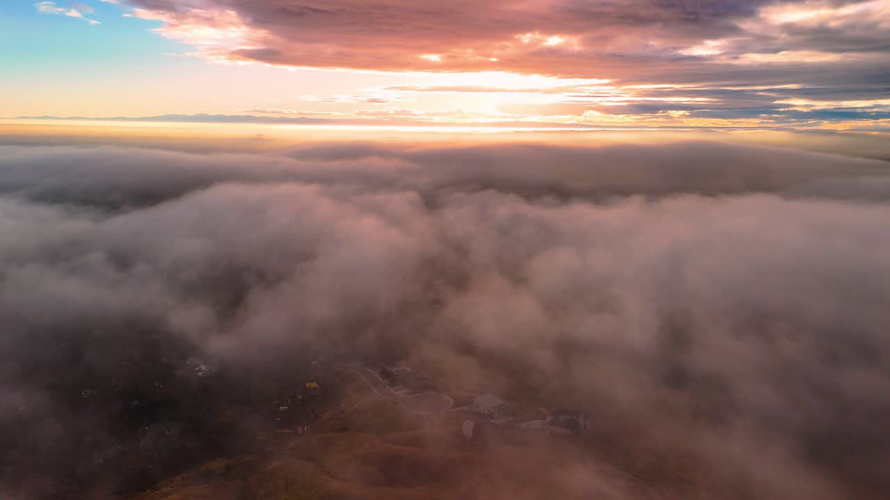 Flying high above the inversion during sunset