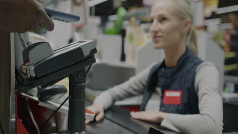 grocery store checkout with mobile payment