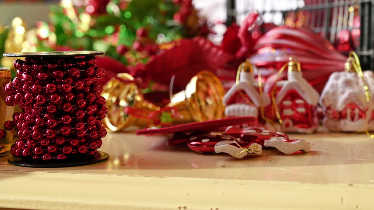 Close view of Christmas decoration on a table