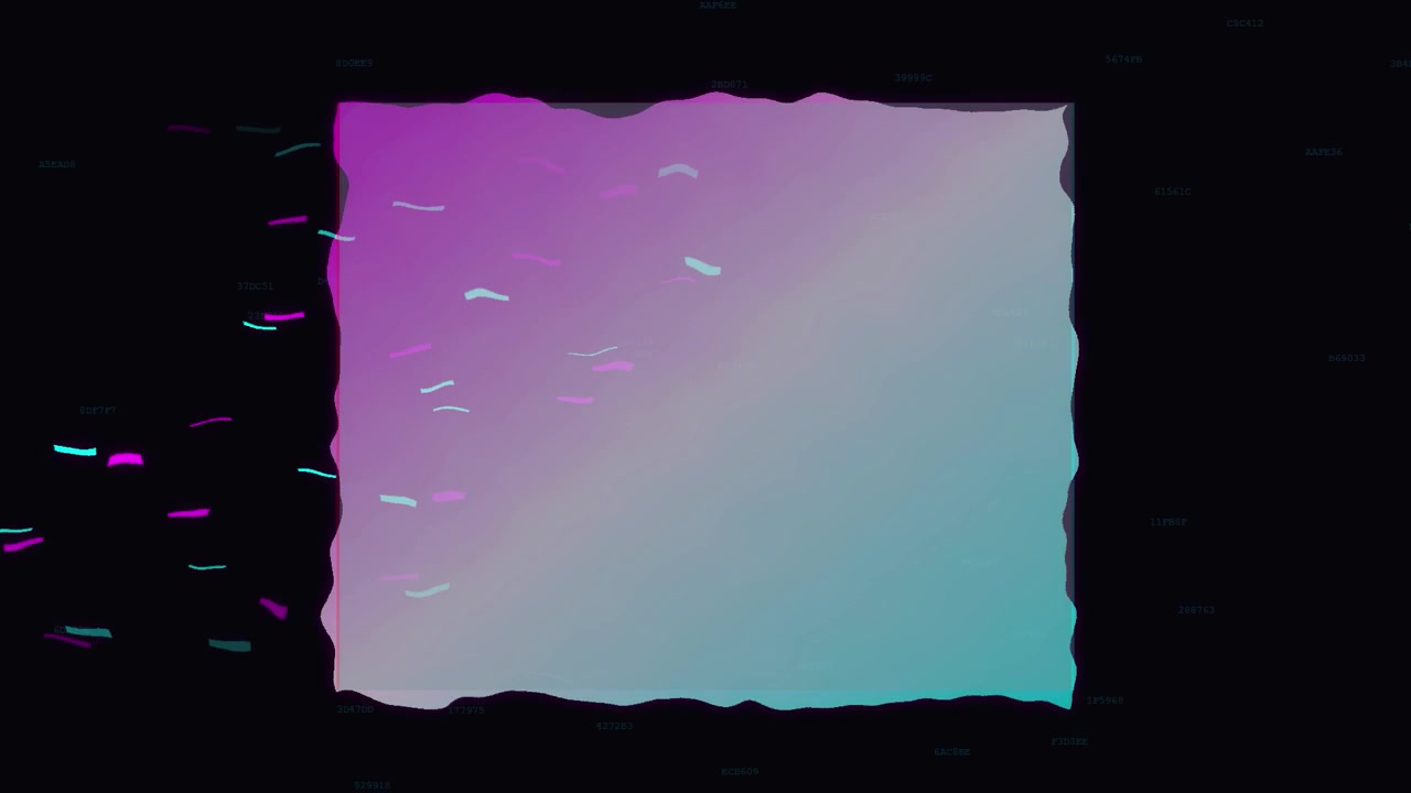 Abstract Digital Glitch Effect with Cyan Square and Moving Data Lines