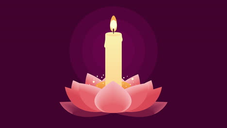 loy krathong festival animation with candle in lotus