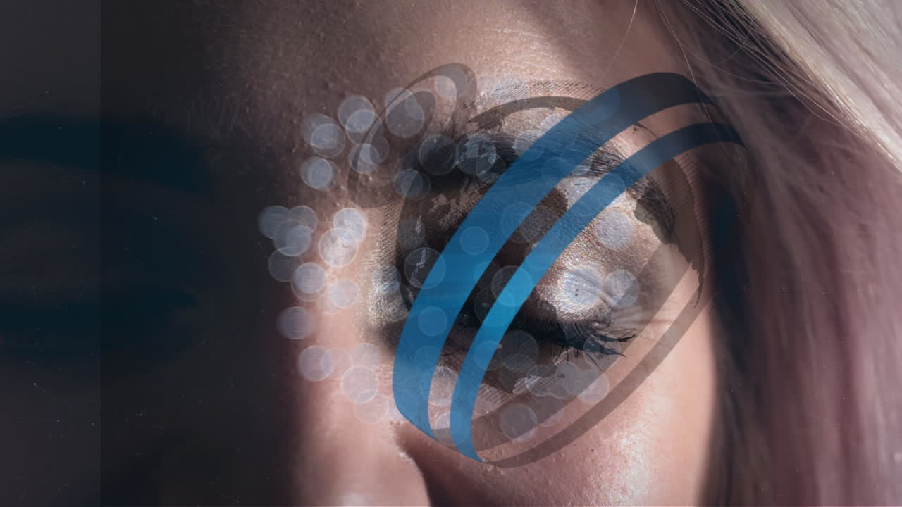 animación de la red de conexiones con íconos y globo sobre los ojos