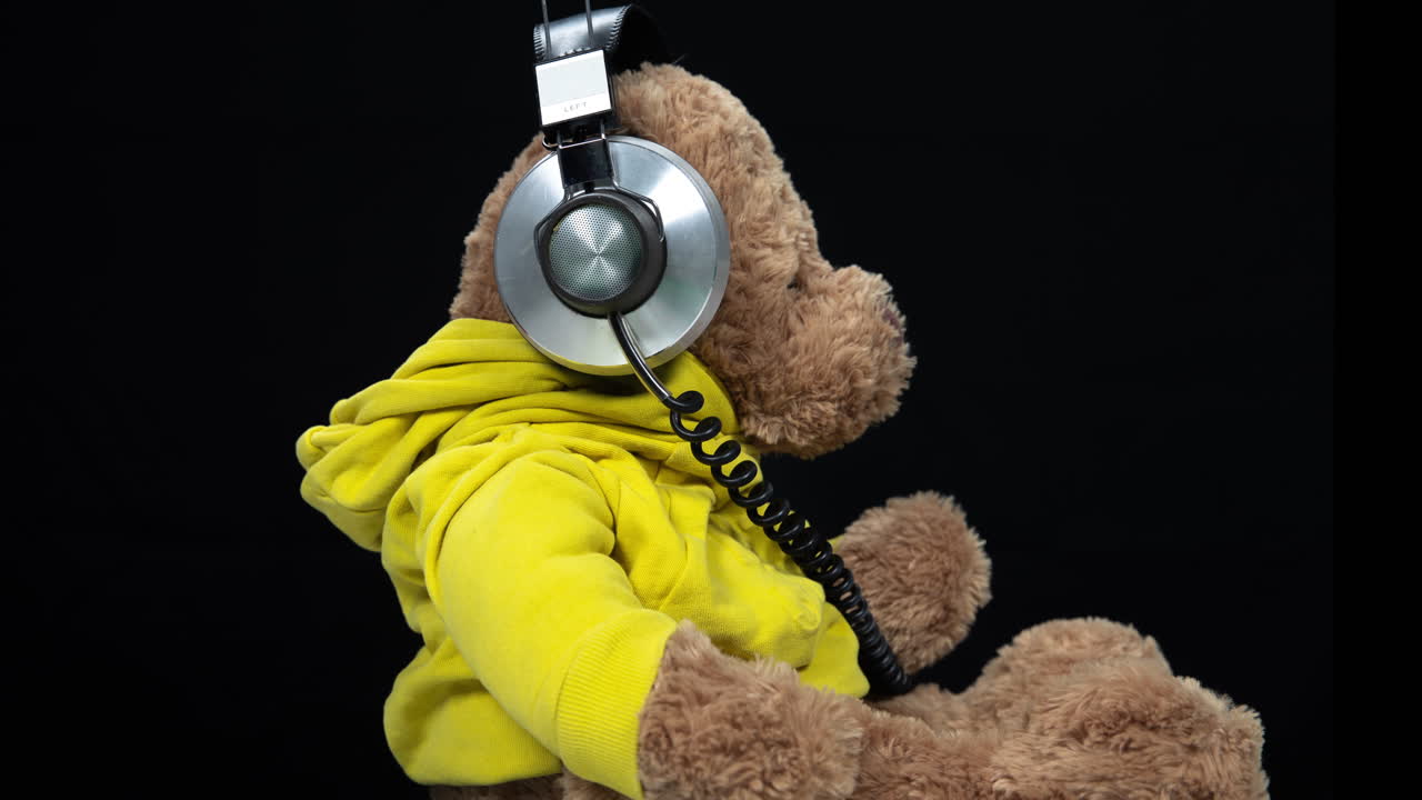 oso de peluche con auriculares