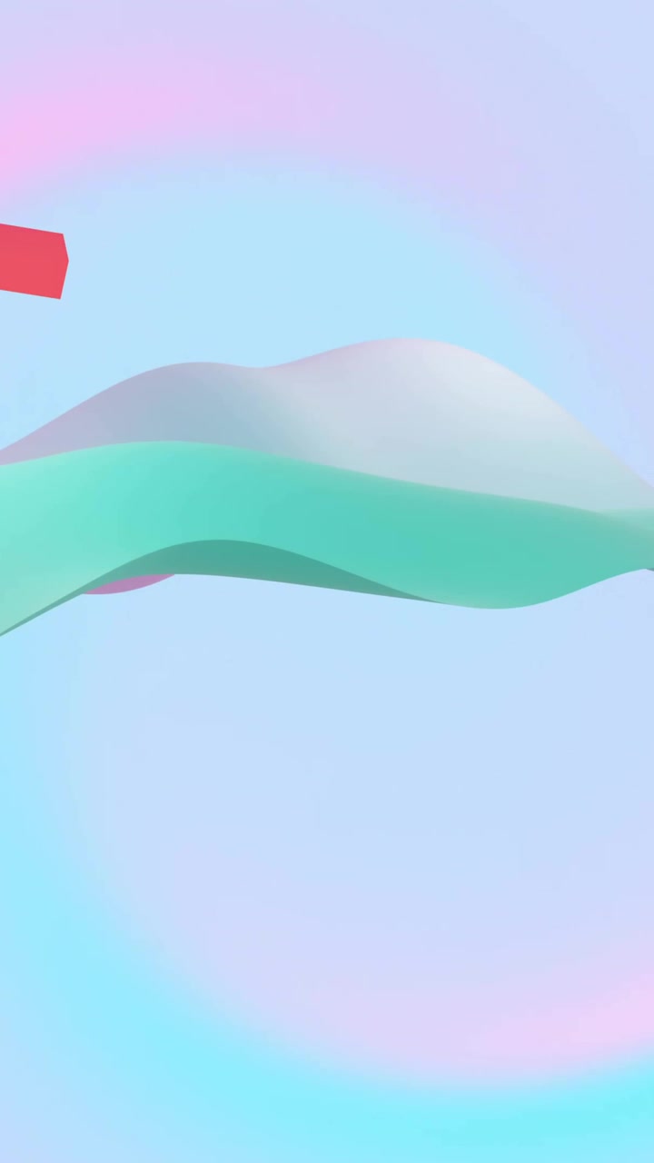 Animation of abstract shapes moving over waving multi coloured background