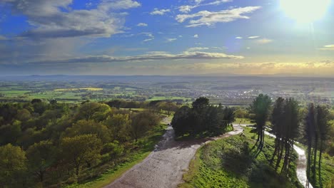 Epic-aerial-landscape-over-Clent-Hills-in-Worcestershire