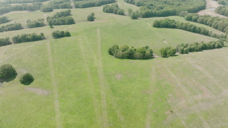 aerial of rifle range landscape on a sunny day in leach, oklahoma