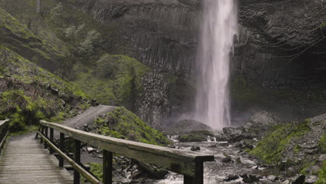 bridge at lower latrell falls in the columbia river gorge in oregon