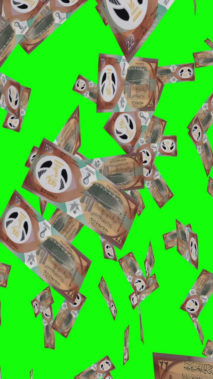 Falling Omani Rials on Green Screen | Premium Stock Video Footage