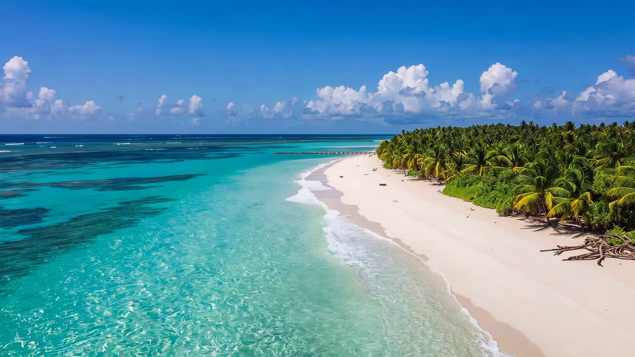 Il paradiso della spiaggia tropicale con le palme e l'acqua turchese