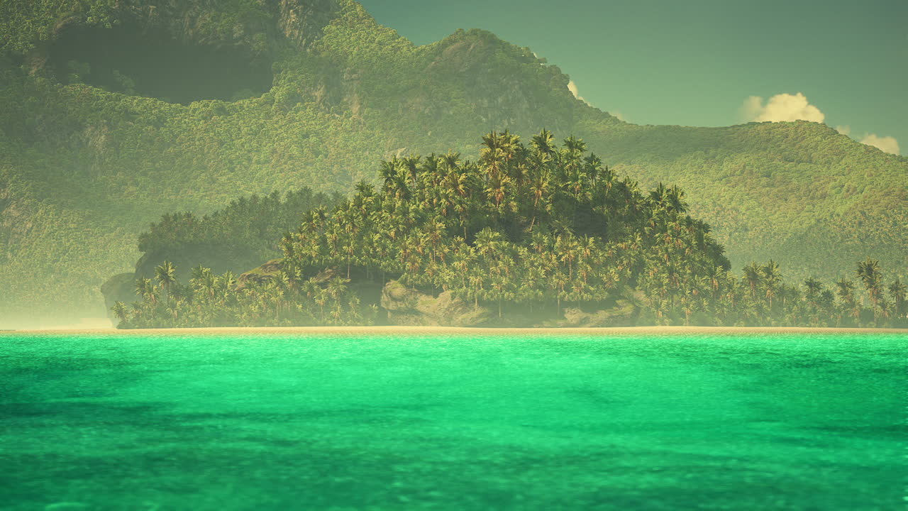 Tropical island in the maldives surrounded by clear turquoise waters