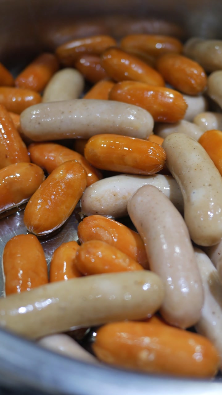 Assortment of Steamed Mini Sausages for Breakfast Buffet