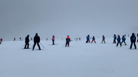 Skifahren-Unter-Sehr-Nebligen-Bedingungen