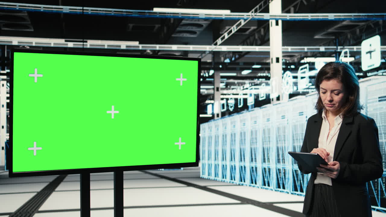 Mockup-skærm brugt af datacenteradministrator, der konfigurerer rigge med AR-kontrolpanel