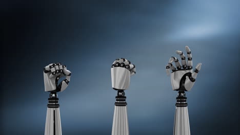 Robot-hand-on-blurred-blue-and-black-background