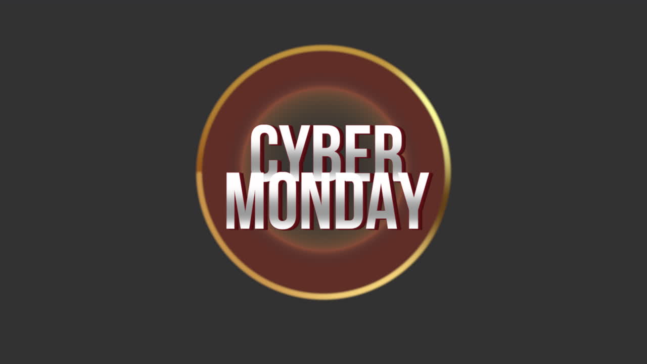 lunes cibernético con confeti dorado volador en gradiente negro