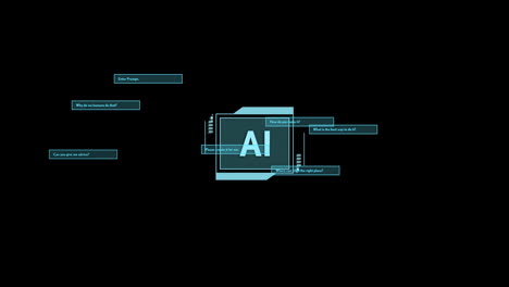 animación del procesamiento de datos sobre un fondo negro