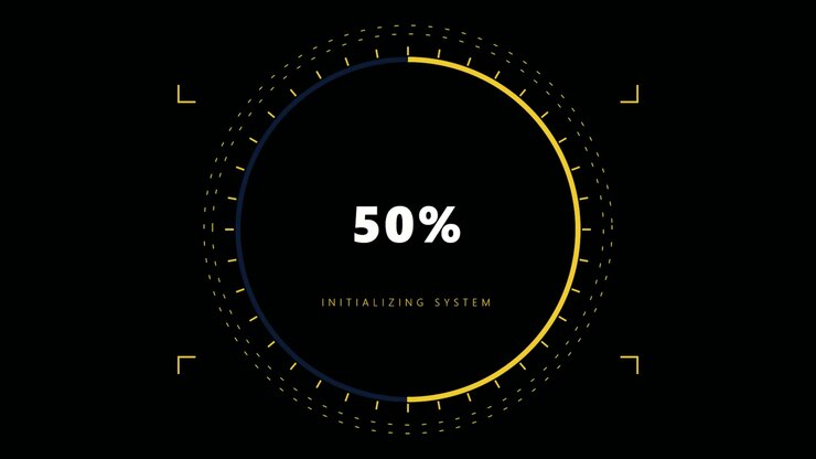 Digital Loading Progress Circle with Initializing System Text