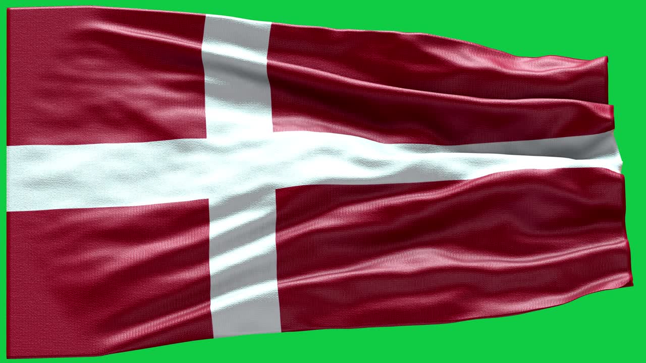 4K Meget Detaljeret Flag Fra Danmark - Danmarks Flag i Høj Detalje - Nationalflag Danmark Bølge Mønster Loopbare Elementer