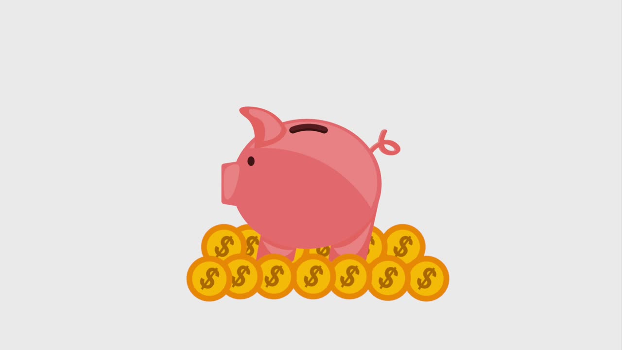 돼지 은행과 동전이 떨어지는 아이콘