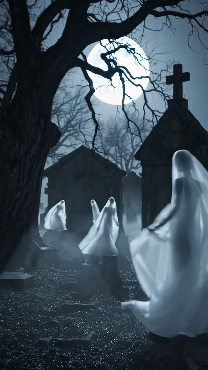 Ghosts in a Graveyard at Night