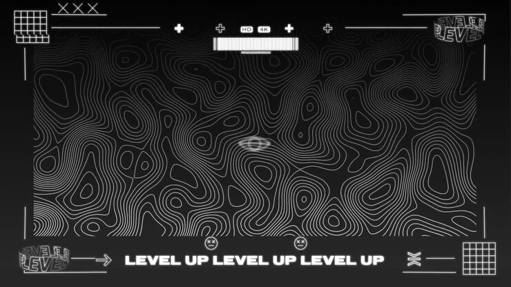 Animation of video game screen interface with white lines