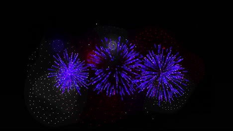 Animation-of-shapes-and-fireworks-on-black-backrgound