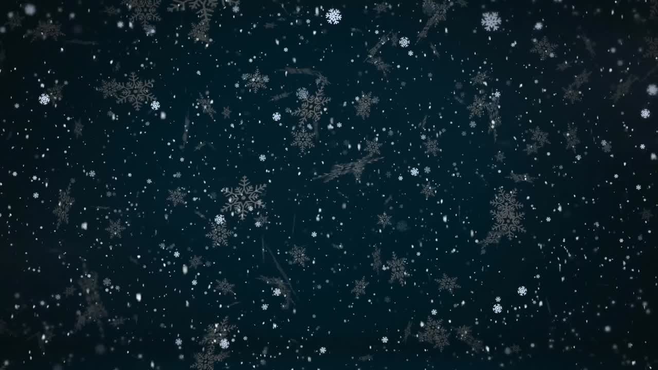Animation of snow and snow on black background