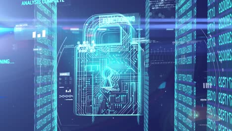 animación del candado de seguridad en línea y procesamiento de datos