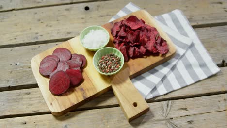 beetroot with spices on wooden board 4k