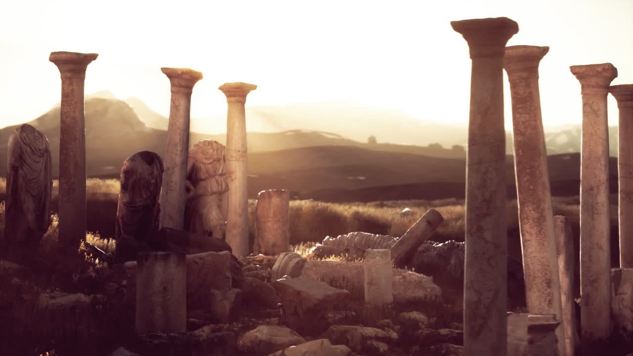ruinas de un antiguo templo griego al atardecer