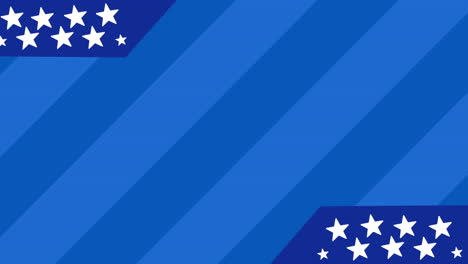 Animation-Von-Sternen-Auf-Blauen-Bannern-Vor-Blau-Gestreiftem-Hintergrund-Mit-Kopierraum