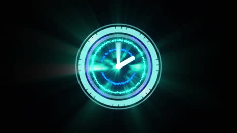 animación de escaneo de alcance con reloj en fondo negro