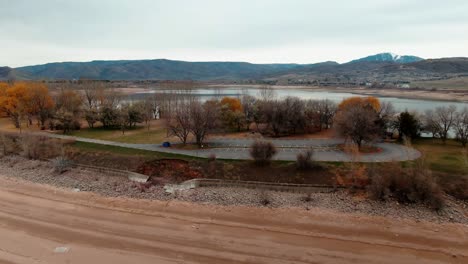 awesome drone shot at huntsville and pineview water reservoir in utah