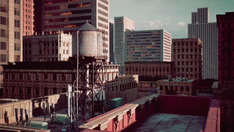 city rooftop view with water tower