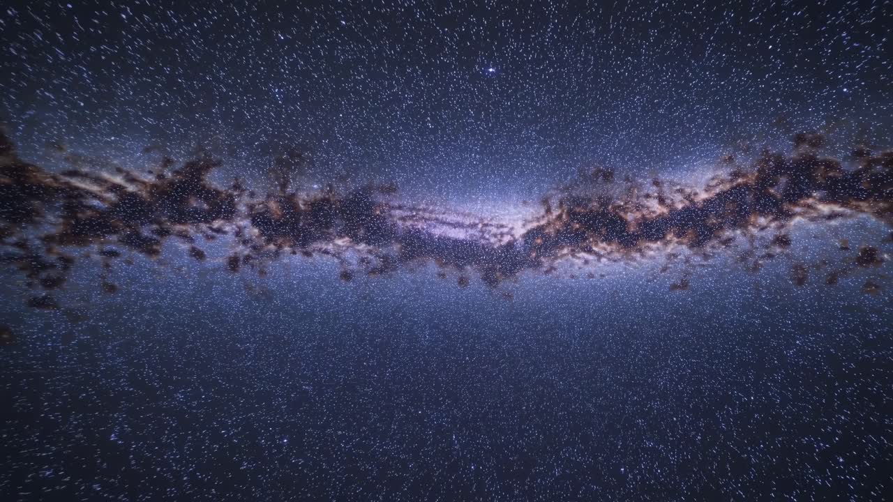 A mesmerizing wide-angle video shot of the Milky Way galaxy, showcasing a panoramic view